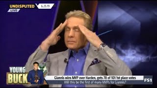 UNDISPUTED - Skip Bayless SHOCKED by Giannis wins MVP over Harden, gets 78 of 101 1st places votes