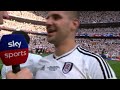 Aleksandar Mitrovic after Fulham won promotion to the Premier League in 2018