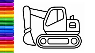 Let s Learn How to Draw Paint Excavator Coloring Drawing Painting Tips for Kids and Toddlers