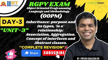 Day 3 | Unit 3 | Inheritance, Constructor, Destructor, Interface | IIST | RGPV | Pritesh Saklecha