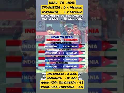 🔴🔵HEAD TO HEAD  Indonesia vs Yordania | RANK FIFA INDONESIA : 159 RANK FIFA JORDANIA : 091#shorts