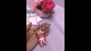 Let's make cute clay keychain🧸😍Easy keychain making❤ Air dry clay teddy🐻 #craftycorner #craftyideas