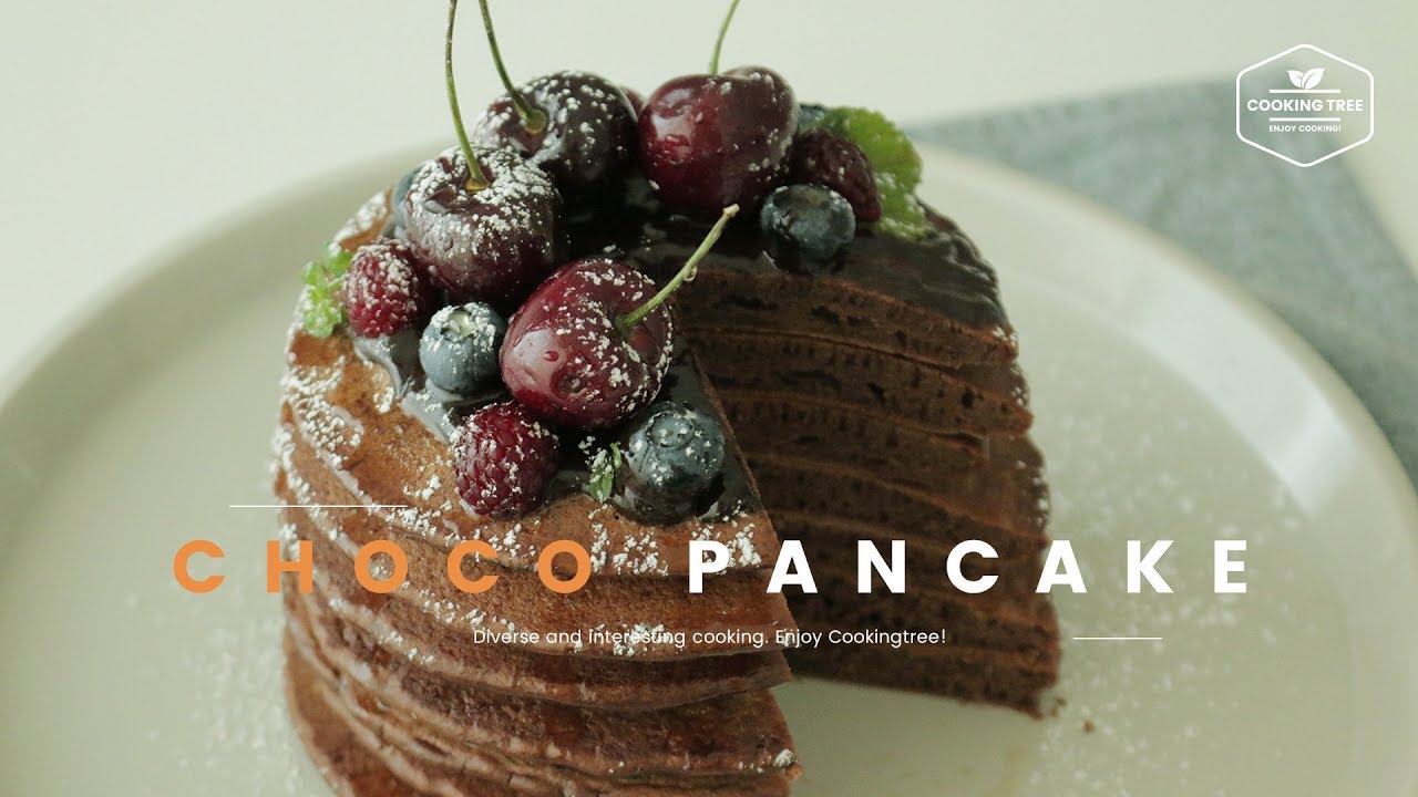 ⁣폭신폭신☺️ 초코 팬케이크 만들기🍫 : Chocolate Pancakes Recipe - Cooking tree 쿠킹트리