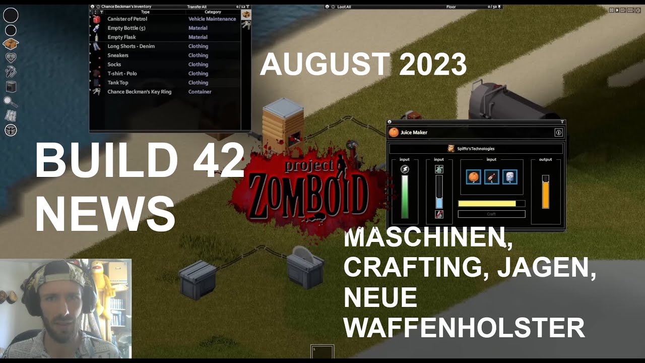 Build 42 News August 2023 Maschinen, Handwerk, Jagen, Holster und Spiffo Plush in Project