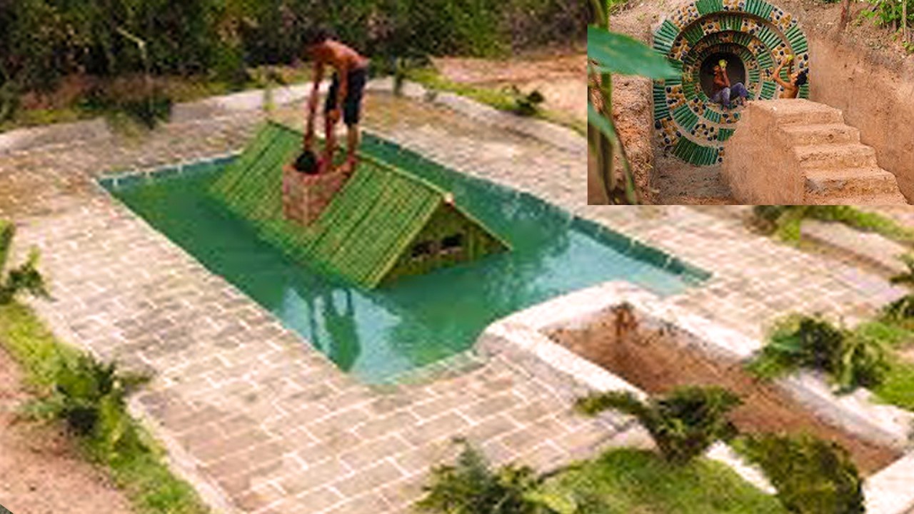 Build Creative Underground House Under Swimming Pool Design In Forest