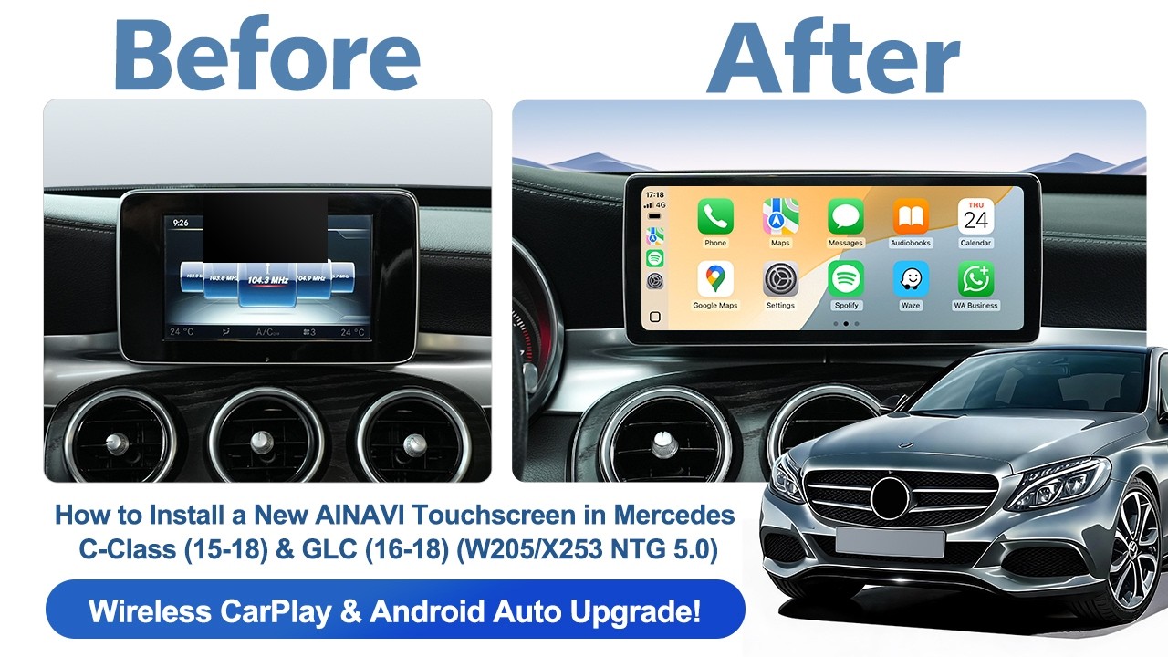 How to Install AINAVI CarPlay Touchscreen in Mercedes C (15-18