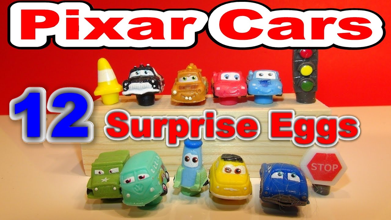 12 Surprise Eggs, Magical Pixar Cars Eggs Lightning McQueen, Mater and