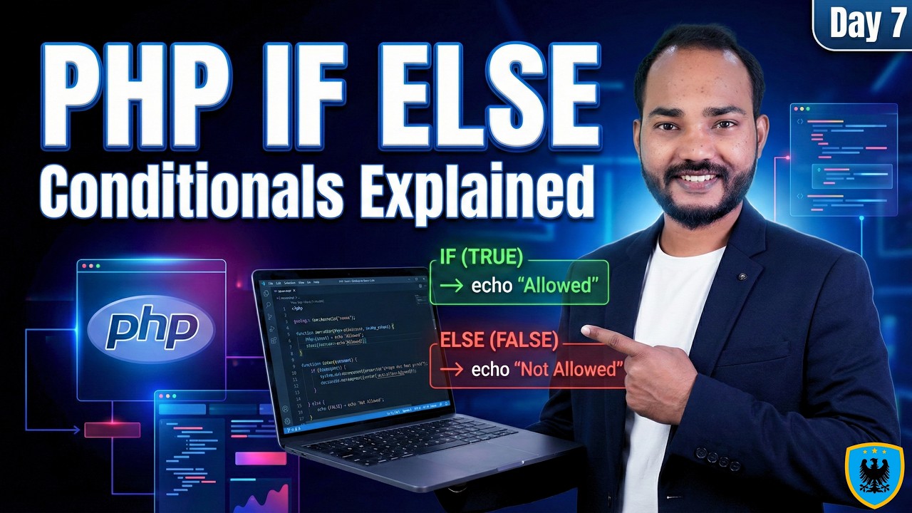 PHP if else Conditionals Explained | Day 7 PHP Course for Beginners | Live in Hindi