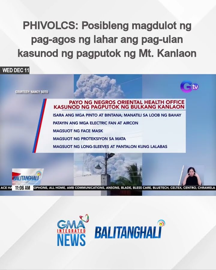PHIVOLCS - Posibleng magdulot ng pag-agos ng lahar ang pag-ulan... | Balitanghali