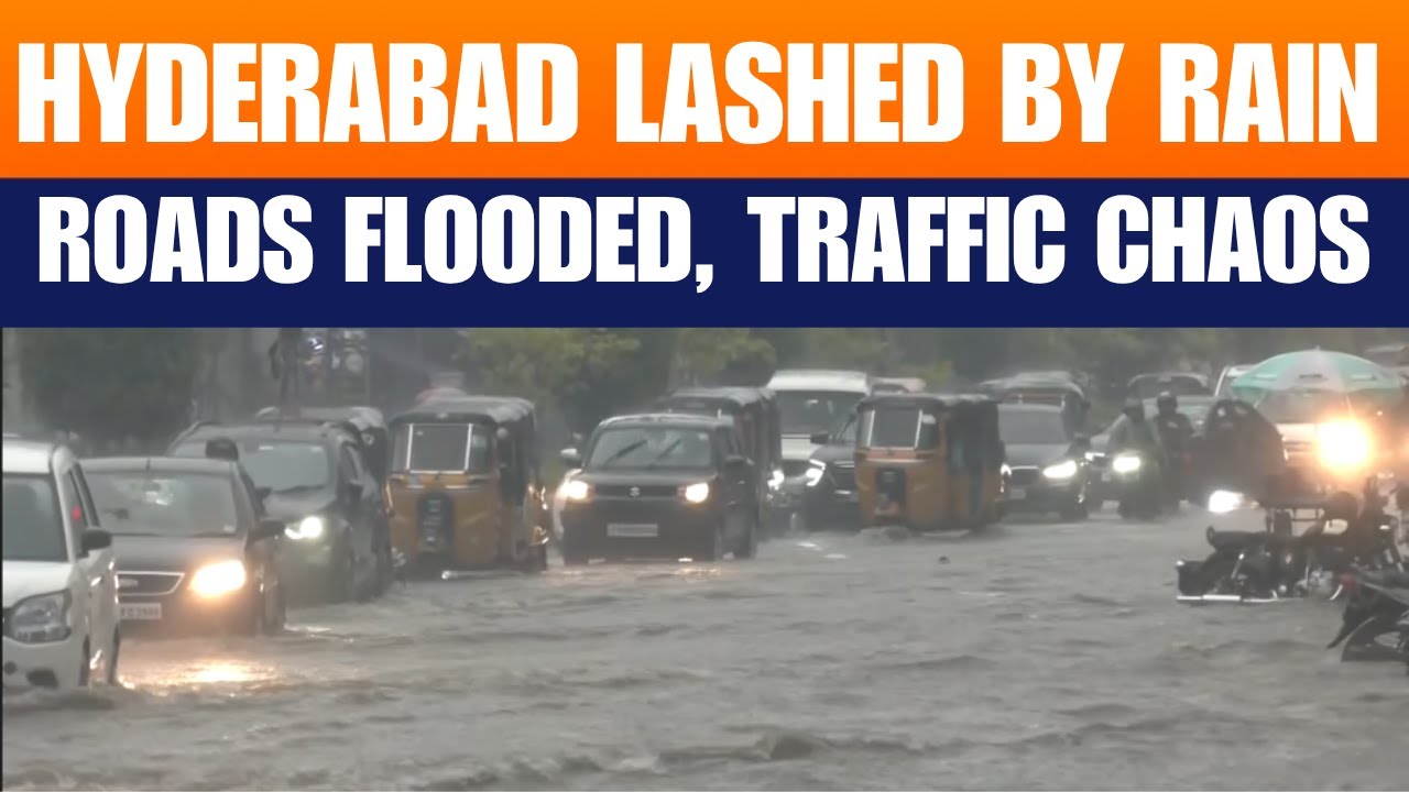 Heavy Rain Floods Hyderabad | Roads Waterlogged, Motorists Struggle | News9
