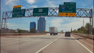 4K Dash Cam - Going Past Downtown On The Way Out Of Grand Rapids Michigan - August 2022