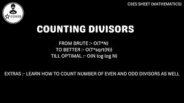 COUNTING DIVISOR CSES DETAILED SOLUTION WITH FULL EXPLAINATION .