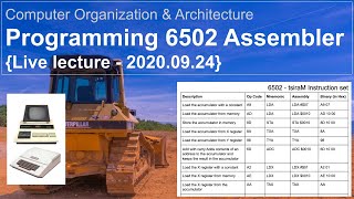 6502 Assembler Programming and Machine Instructions {Live Lecture: 2020.10.01}