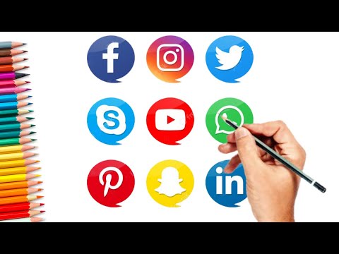 Social Media App Logo Drawing | Whats App, Facebook, Youtube, Twitter, Instagram, Snapchat