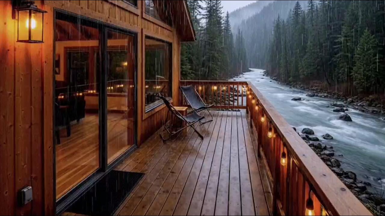 Cozy Rainy Cabin Night in the Forest 🌲 Gentle Rain Sounds & Warm Lantern Ambience for Sleep