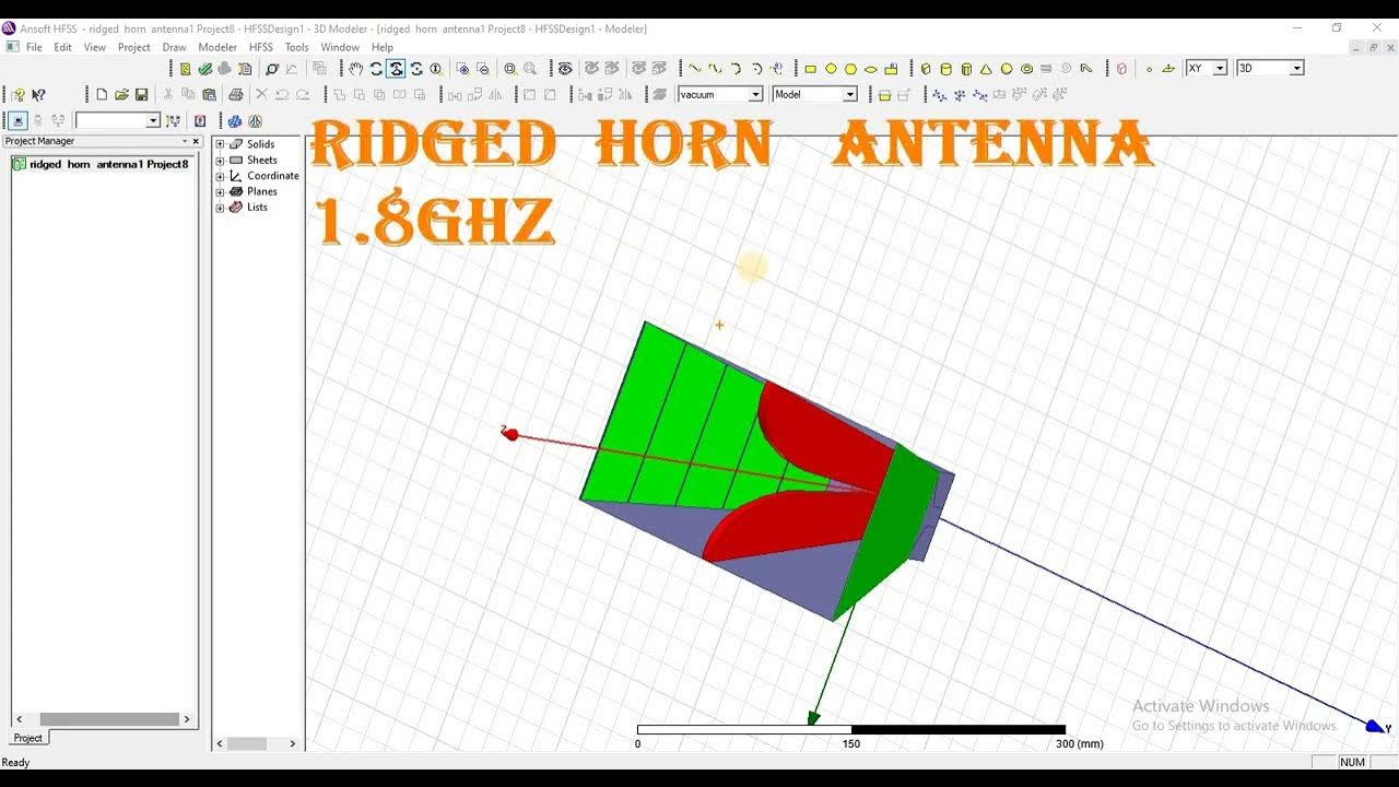 ridged horn antenna design operating at 0.8GHz,0.9GHz,2.4GHz,3.8GHz,5