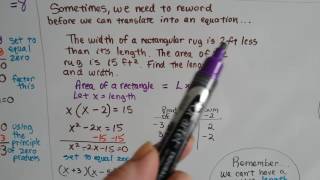 Algebra I #6.9, Factoring, equations and word problems