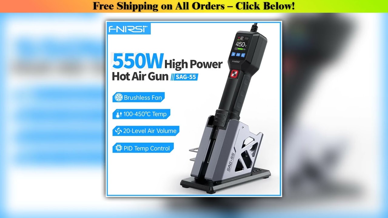 FNIRSI SAG-55 Micro Hot Air Gun 550W With Stand BGA Rework LCD Digital Hair Dryer ering Heat Gun