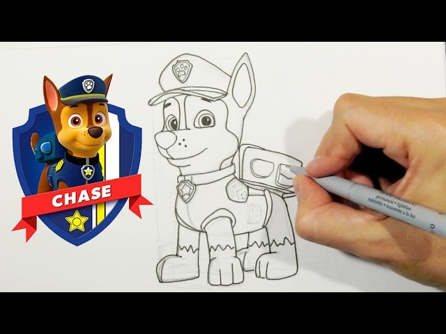 Dibujo de Chase de la Patrulla Canina Paw Patrol - Aprender a Dibujar 