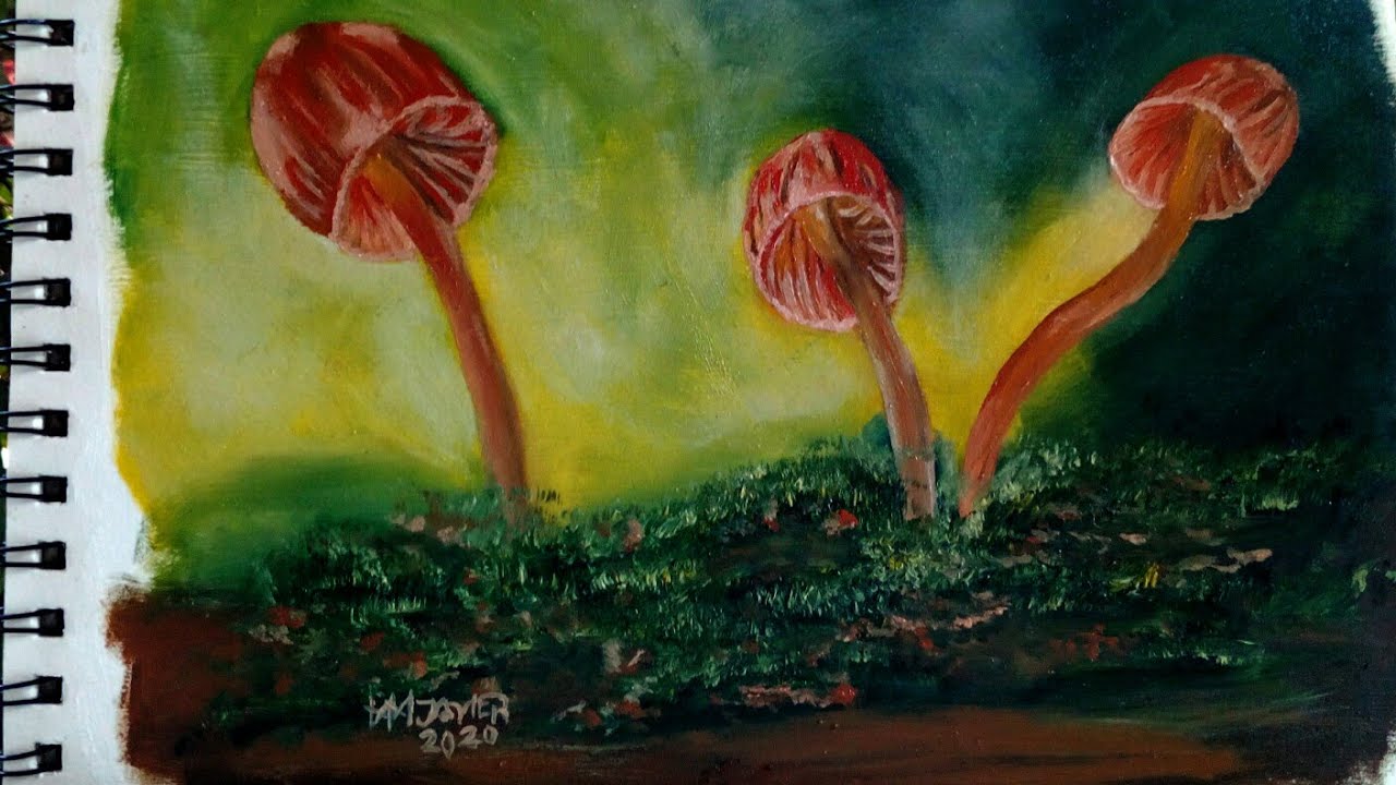 First mushrooms oil painting step by step [ Time Lapse ] YouTube