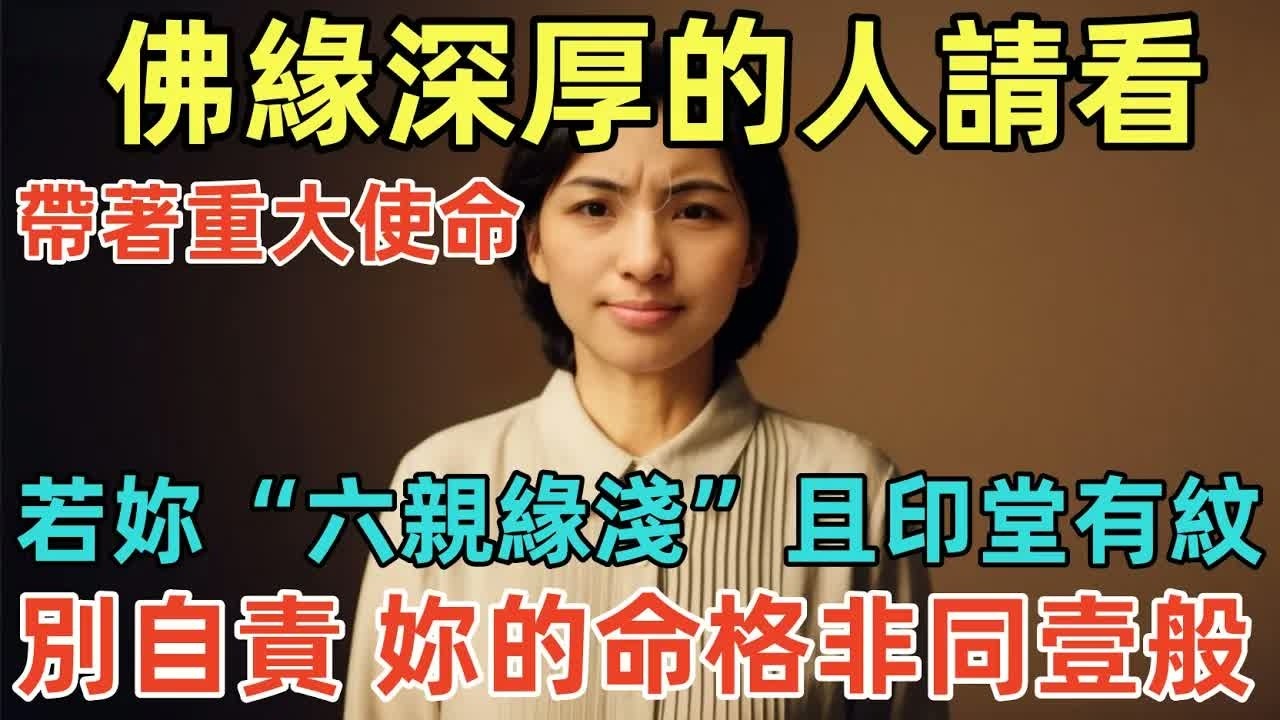 佛緣深厚的人請看！若妳“六親緣淺”且“印堂有紋”，別自責！妳的命格非同壹般，帶著重大使命！#佛淨 #佛學 #佛陀 #佛法 #佛教 #修行