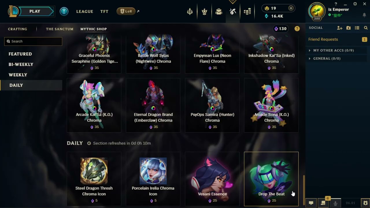 League of Legends Buying Drop The Beat Emote from the Mythic Shop on 2nd acc