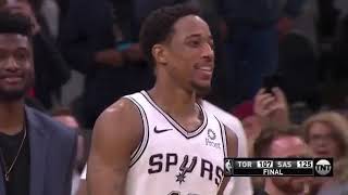 Kawhi Leonard Hugs DeRozan and Coach Popovich