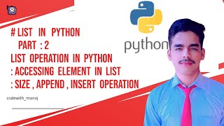 Python Programming | List In Python Part 2 | Operation On List | Easy Methods | #python_29