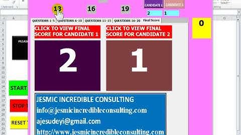 QUIZ MASTER VIA EXCEL By Jesmic Incredible Consulting