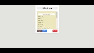 Calculadora de IMC no celular.  Em Javascript. Código no GitHub.