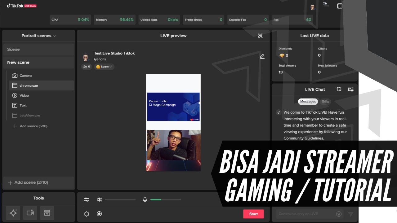 Cara Live Tiktok Di PC atau Laptop Pakai Tiktok Live Studio YouTube