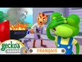 Le feu au garagele garage de geckocamions pour enfants