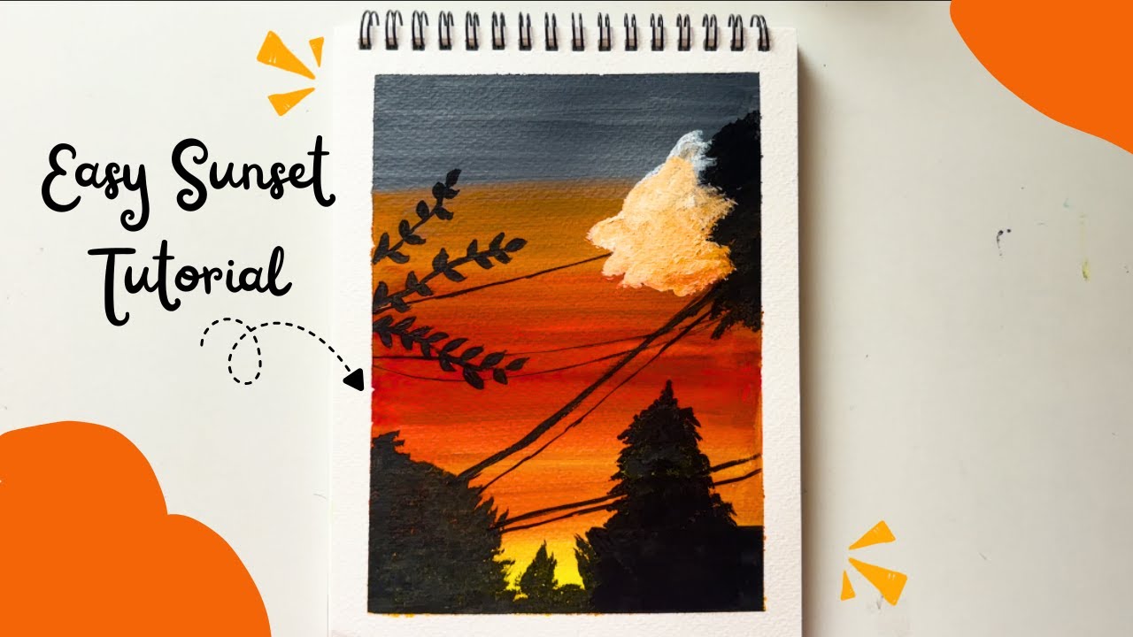 Easy Sunset Painting Tutorial for Beginners | Step-by-Step - YouTube