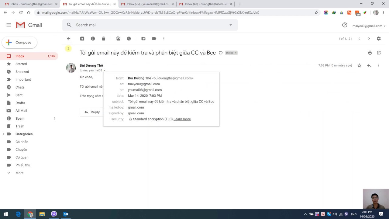 Sử dụng Cc và Bcc khi gửi Email