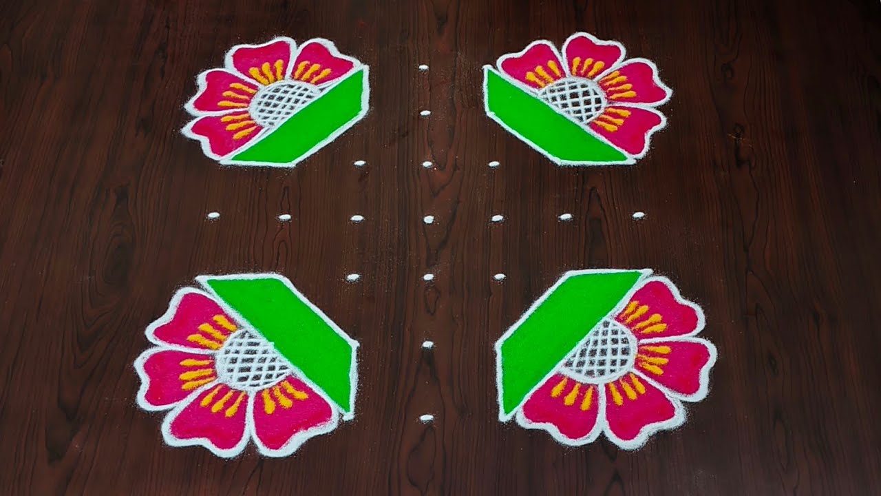 7×7dots beautiful sankranti special rangoli 🌹🌷|easy sankranti rangoli|Pongal kolams