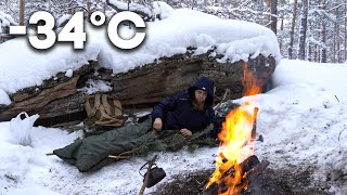 -34° ONE in The Wild Forest | Surviving in The Frost - Don't Even Think of Trying This