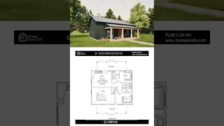36x30 Tiny House Plans  Modern 2 Bedroom, 2 Bath Cabin Blueprint #floorplan #blueprint #modern