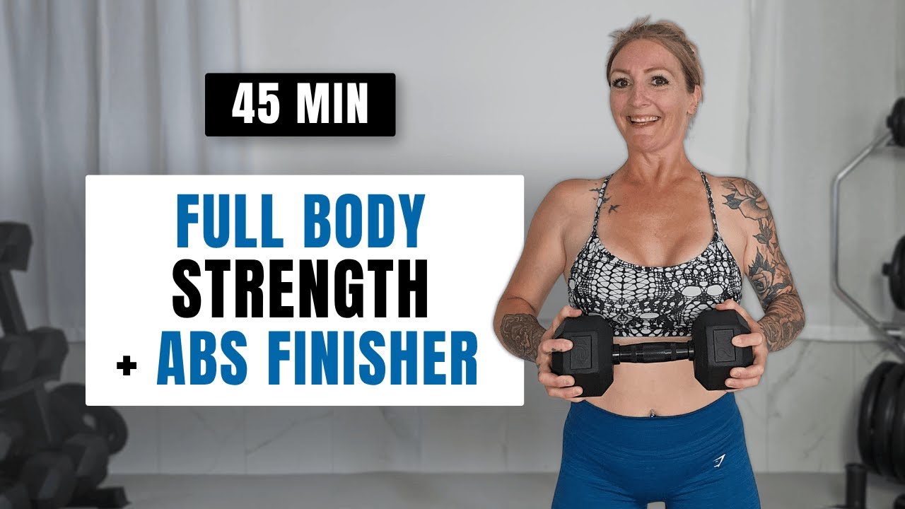 Core Emom 45 MIN Full Body EMOM Workout | Dumbbells + Abs Finisher (At Home ...