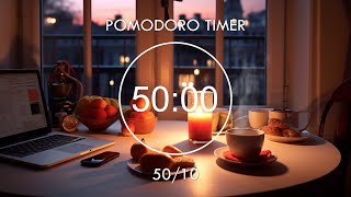 50/10 Pomodoro Timer • Study With Me • Study and Take a Short Break, Enjoy Evening ❤️ Focus Station