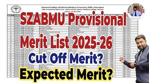 SZABMU Provisional Merit List 2025-26 | Cut Off Aggregates | Expected Merit