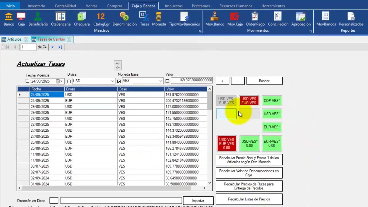 Multimoneda 1. Precios. Contable .Net