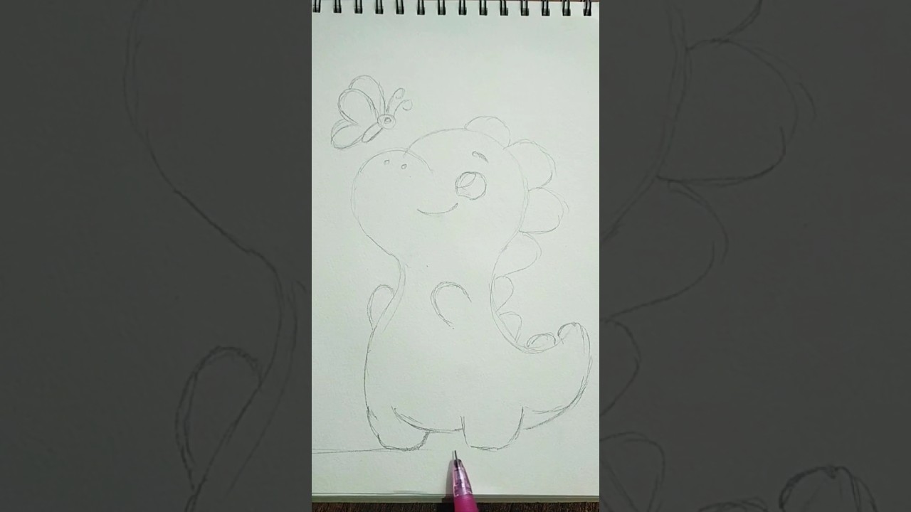 Easy Cute Dino Drawing 🦕 | Simple & Adorable Sketch ✨ 