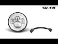 Sunpie 7 led daymaker headlight for harley davidson motorcycle installation and display
