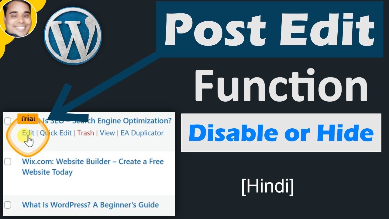 How to disable or hide wordpress post edit function feature wordpress ...