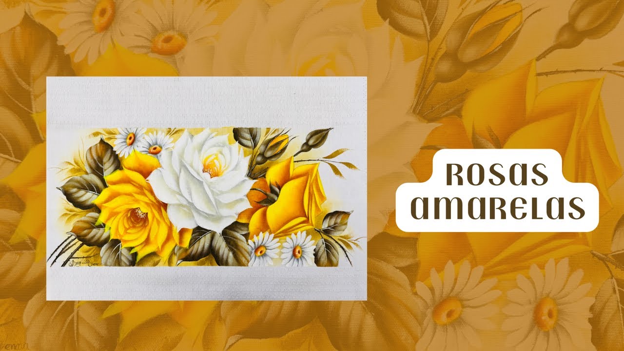 Como pintar rosas amarelas e brancas / pintura em tecido