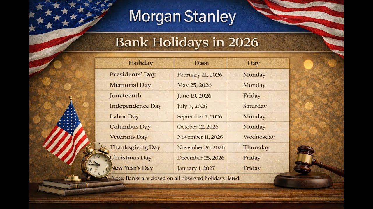 Список банковских праздников Morgan Stanley на 2026 год | Полный график праздничных дней на 2026 год