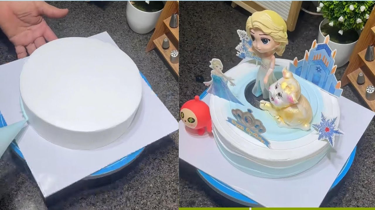 Elsa Cake – Sparkling Like a Frozen Fairytale ❄️👸🎂/Cake Decorating #17