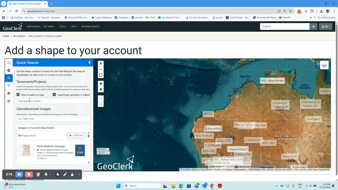 Instant Tenement & Project Shapes in GeoClerk: Search, Save, and Start Exploring