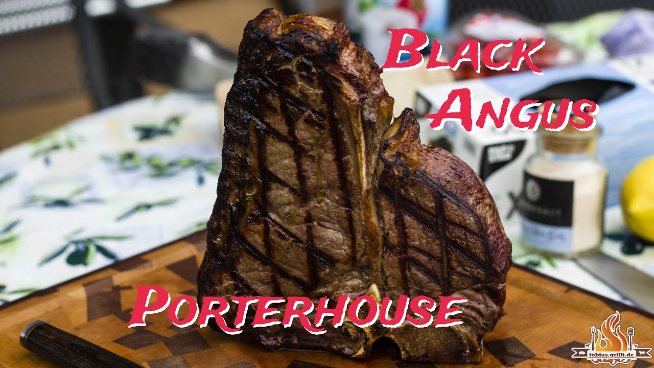 Black Angus Porterhouse Steak vom BBQ Pellet Smoker Grill mit