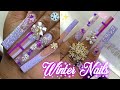 Purple winter nail freestyle   full acrylic nail tutorial 